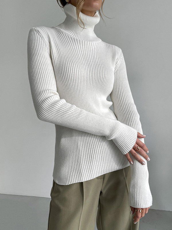 Women's Casual Ribbed Turtleneck Sweater