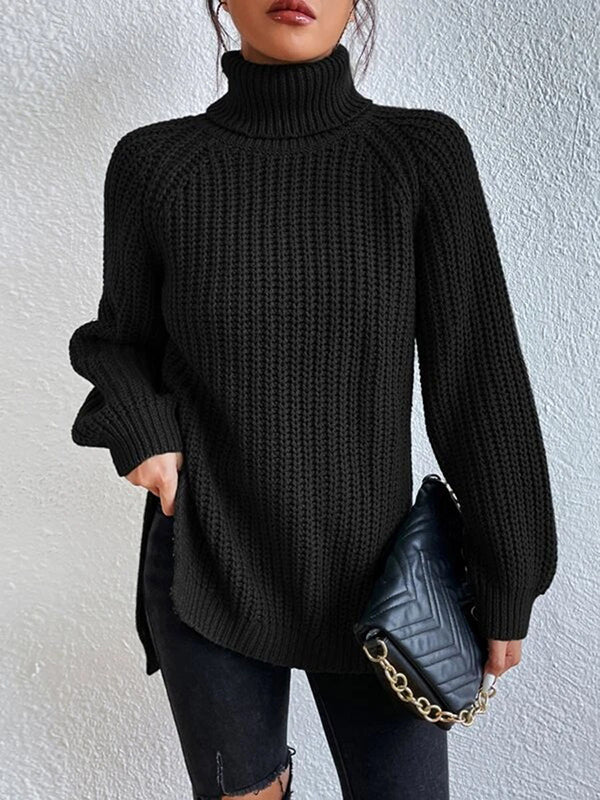 Women's Polished Ribbed Turtleneck Sweater