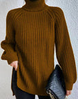Women's Polished Ribbed Turtleneck Sweater
