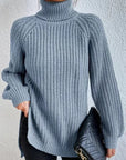 Women's Polished Ribbed Turtleneck Sweater