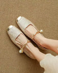 Madison | Lace Pearl Chain Flats