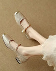 Madison | Lace Pearl Chain Flats
