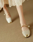Madison | Lace Pearl Chain Flats