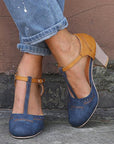 Chloe | Colorblock T-Strap Sandals