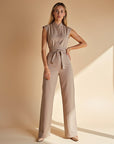 Women’s Classic Sleeveless Jumpsuit with Straight Leg Shape