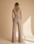 Women’s Classic Sleeveless Jumpsuit with Straight Leg Shape