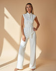 Women’s Classic Sleeveless Jumpsuit with Straight Leg Shape